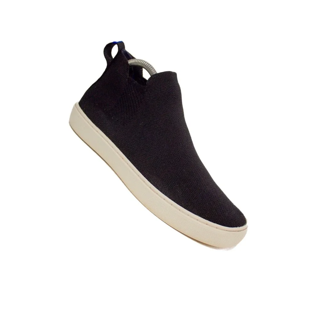 Rothy's The Chelsea Boot Size 8.5 Pull On Casual Sneaker Knit Black Stretch